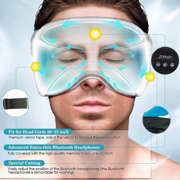 tere2025 New 3D So Sleep Eye Mask Ice-Feeling Breathable Bluetooth Sleep Eye Mask Headphones Extra Soft Blackout 20 White Noise