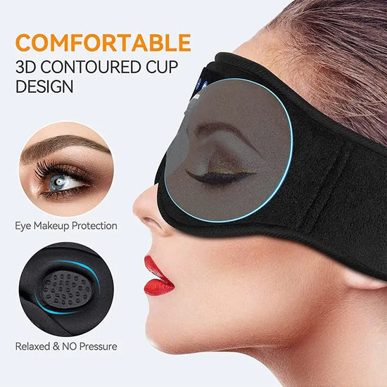 Sleeping Bluetooth 3D Eye Mask Air Travel 5.0 Headband Soft Elastic Comfortable Music Earphones,Night blindfold