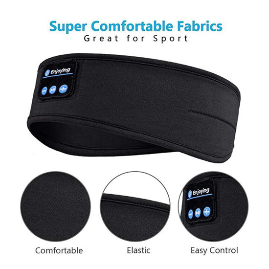 Man/Women Sleeping Headphone Bluetooth-Compatible Wireless Music Sport Headbands Soft Eye Mask Headset with Mic Yoga Hair Bands