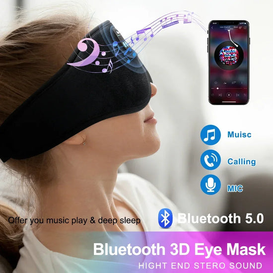 Eye Mask for Sleeping 3D Contoured Cup Blindfold Concave Night Sleep Mask Block Out Light Eye Mask Bluetooth Music Play Sleeping