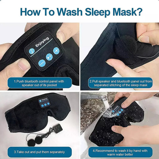 Bluetooth Sleeping Headphones 3D Eye Mask Headset Soft Elastic Comfortable Wireless Travel Airplane Headband Music Earphones