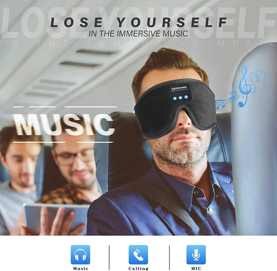 Sleep Headphones Bluetooth 5.0 Wireless 3D Washable Eye Mask With Adjustable Ultra Thin Stereo Speakers Microphone Hands Free