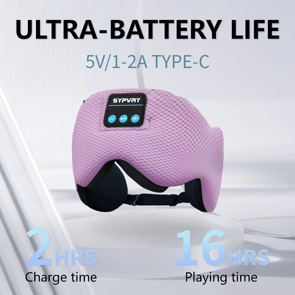SYPVRY Bluetooth Sleep Mask 3D HD - Exceptional Audio and Light - Blocking Bluetooth Sleep Mask with 3D HD - LunaRest.co.uk