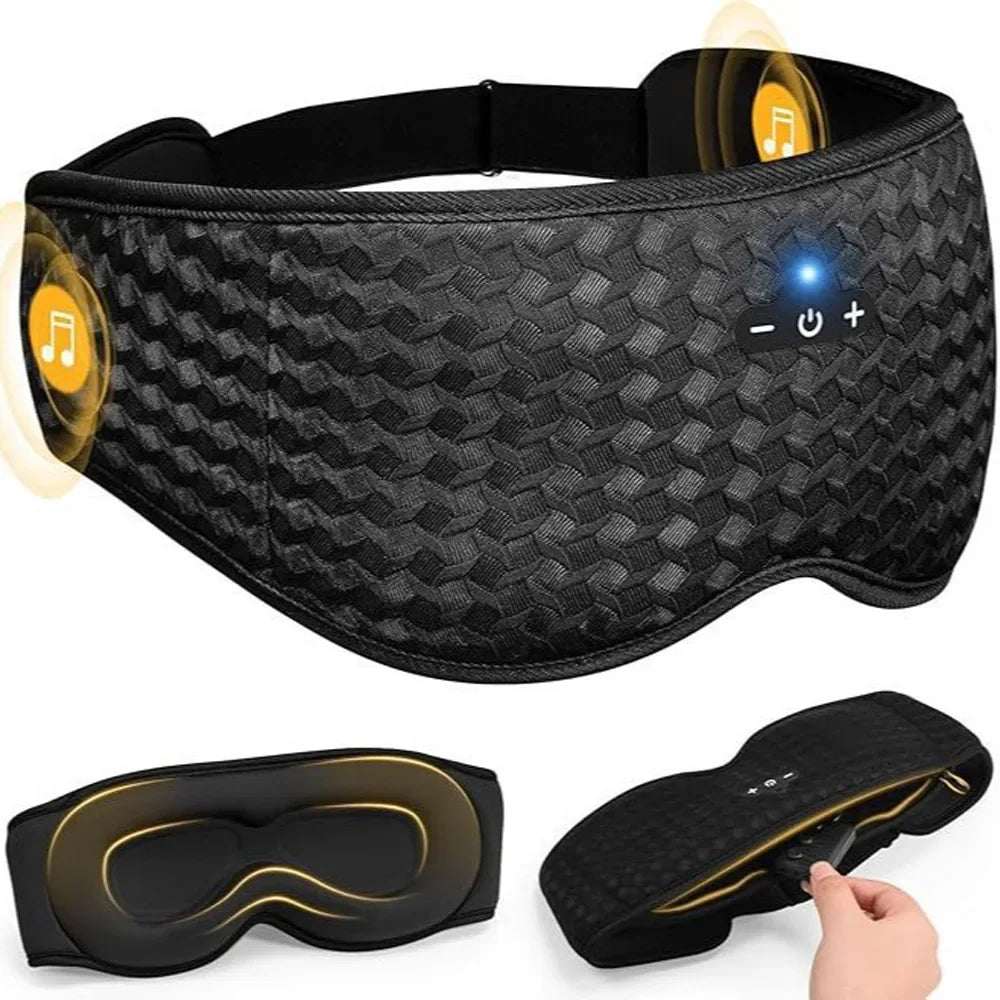 3D Sleeping Eye Mask Bluetooth Music Wireless Headphones Breathable Light Blocking Air Travel Smart Elastic Sleep Headband - LunaRest.co.uk