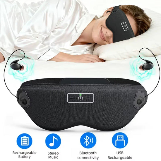Bluetooth 3D Sleep Eye Mask with Sound Insulation and Earplugs for Noise Reduction and Full Shading Soothing the Eyes