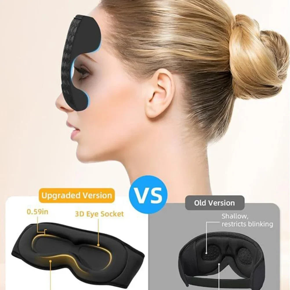 3D Sleeping Eye Mask Bluetooth Music Wireless Headphones Breathable Light Blocking Air Travel Smart Elastic Sleep Headband - LunaRest.co.uk