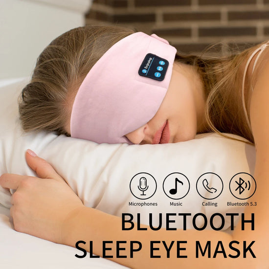 Sleeping Mask With Bluetooth Headphones Earphones Eye Mask For Sleeping Thick Light Blocking Sleep Mask For Women Man Pink
