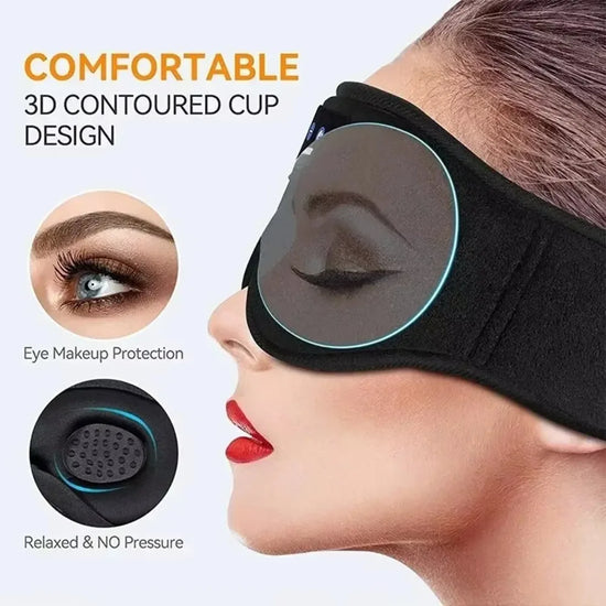 Stereo Wireless 3D Eye Mask Super Soft Bluetooth 5.0 Music Play Sleeping Headphones with Built-in HD Speaker Fleece Headband