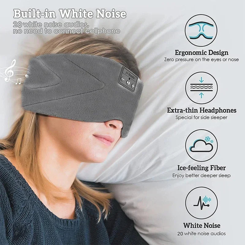 New 3D Stereo Bluetooth Sleep Eye Mask Headphones Ice-Feeling Breathable Extra Soft 100% Blackout  20 White Noise Sleep Eye Mask - LunaRest.co.uk